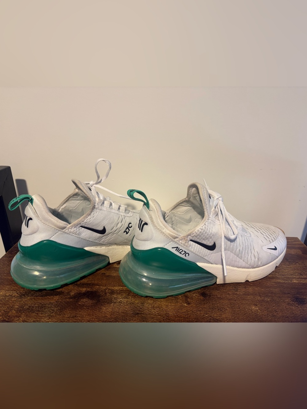 Nike Women’s White and Green Air Max 270 Sneakers